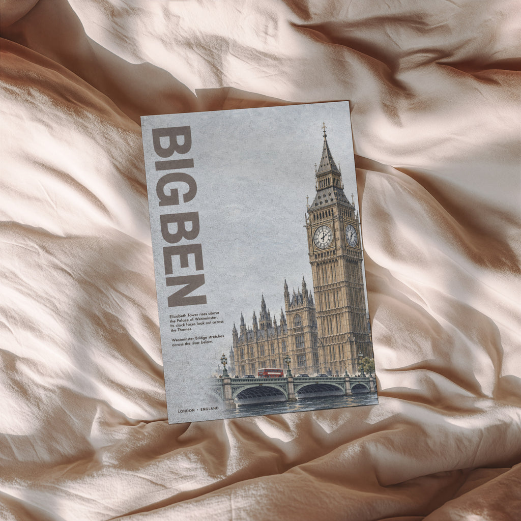 Vintage Big Ben London Poster, Westminster Wall Art Print