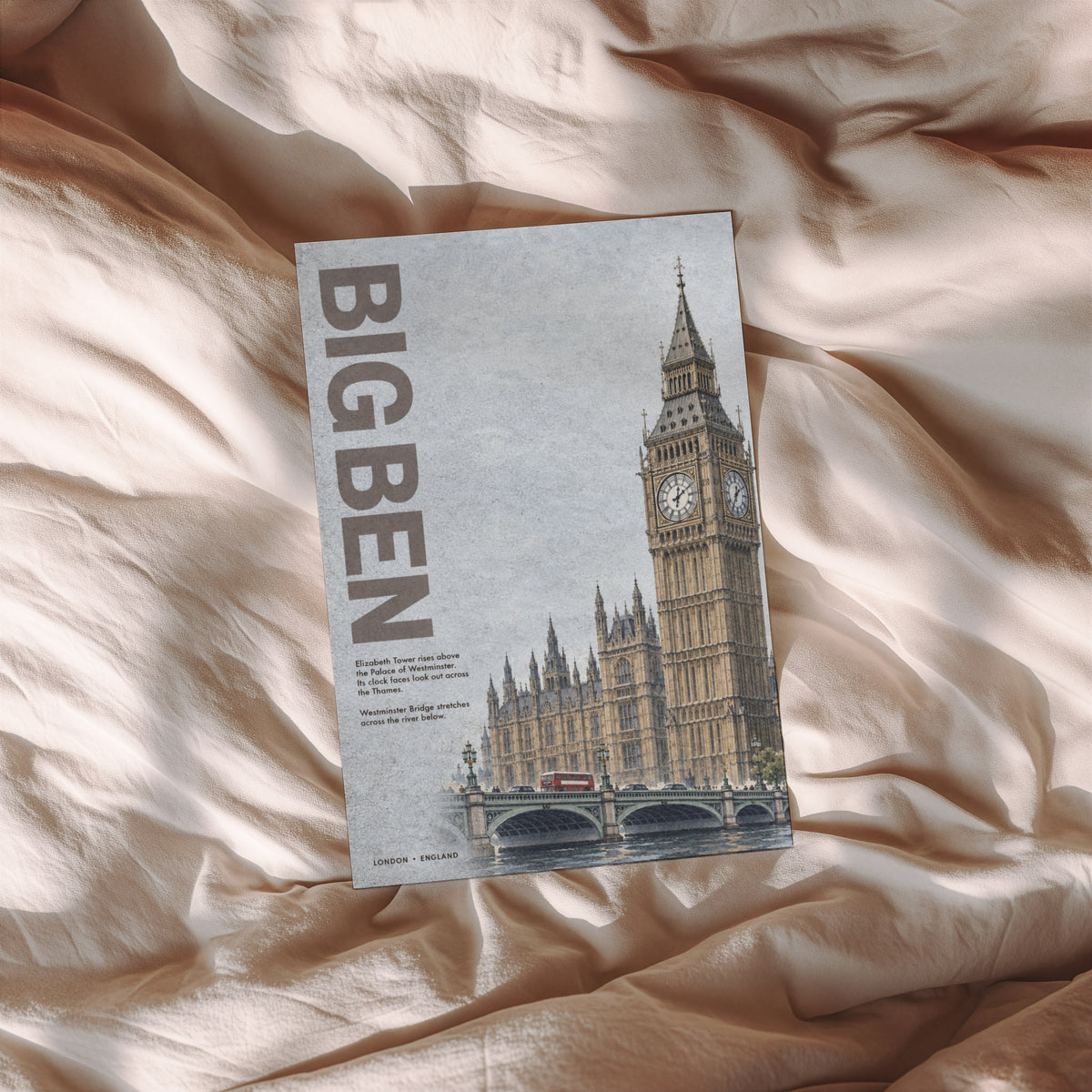 Vintage Big Ben London Poster, Westminster Wall Art Print