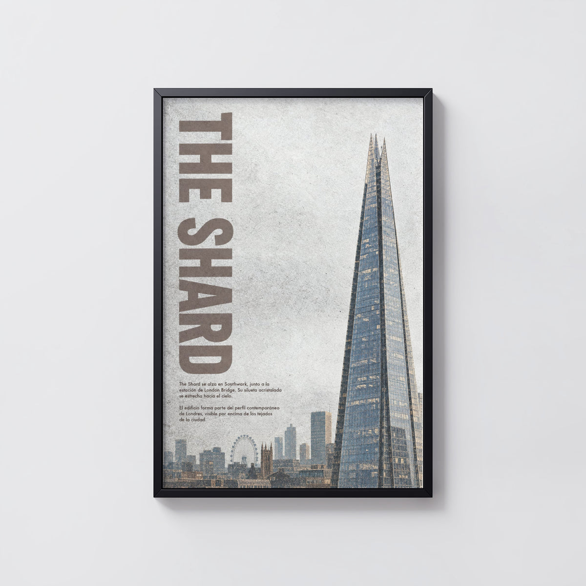 Vintage London Shard Poster, Skyline Wall Art, Print