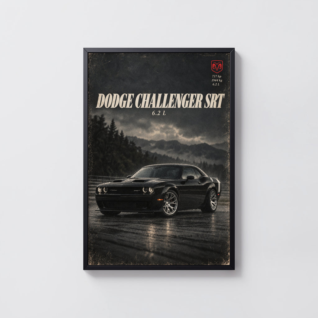 Vintage Dodge Challenger SRT Print, Muscle Car