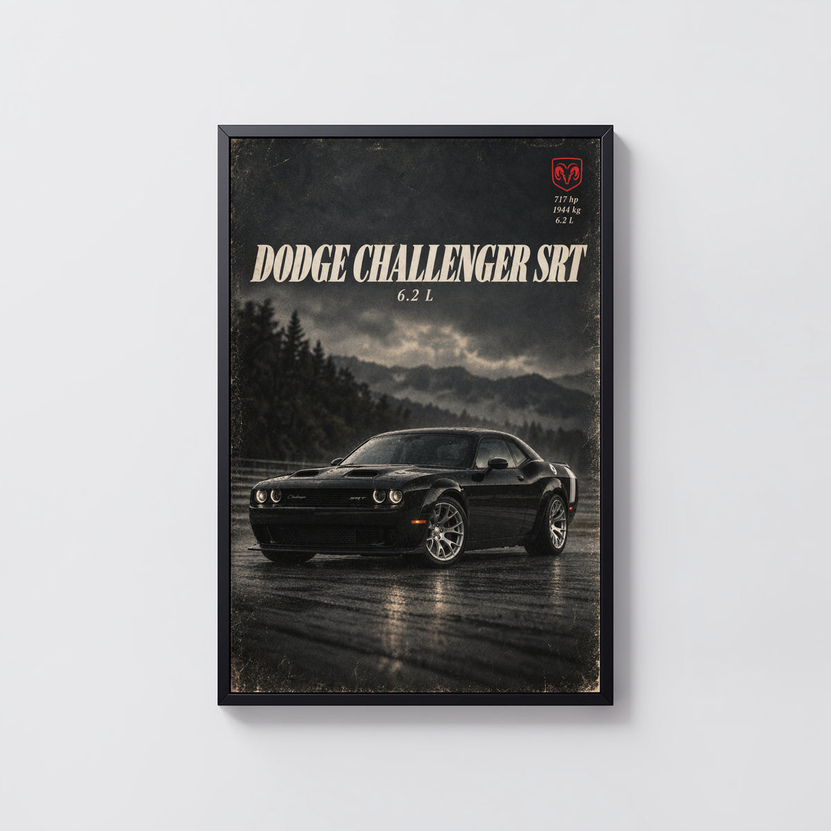 Vintage Dodge Challenger SRT Print, Muscle Car