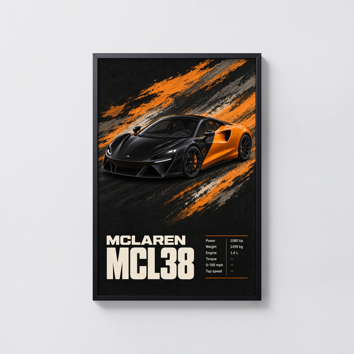 Vintage McLaren MCL38 Supercar Print, Car Wall Art