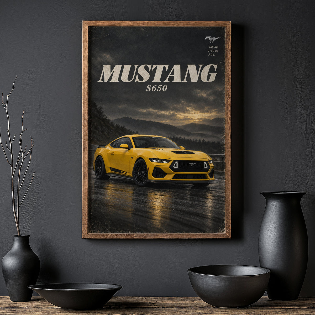 Vintage Mustang S650 Car Print, Garage Wall Art