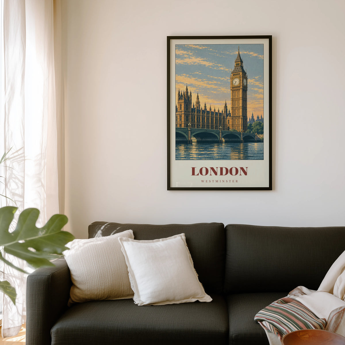 Vintage London Poster, Big Ben Wall Art, Westminster Print