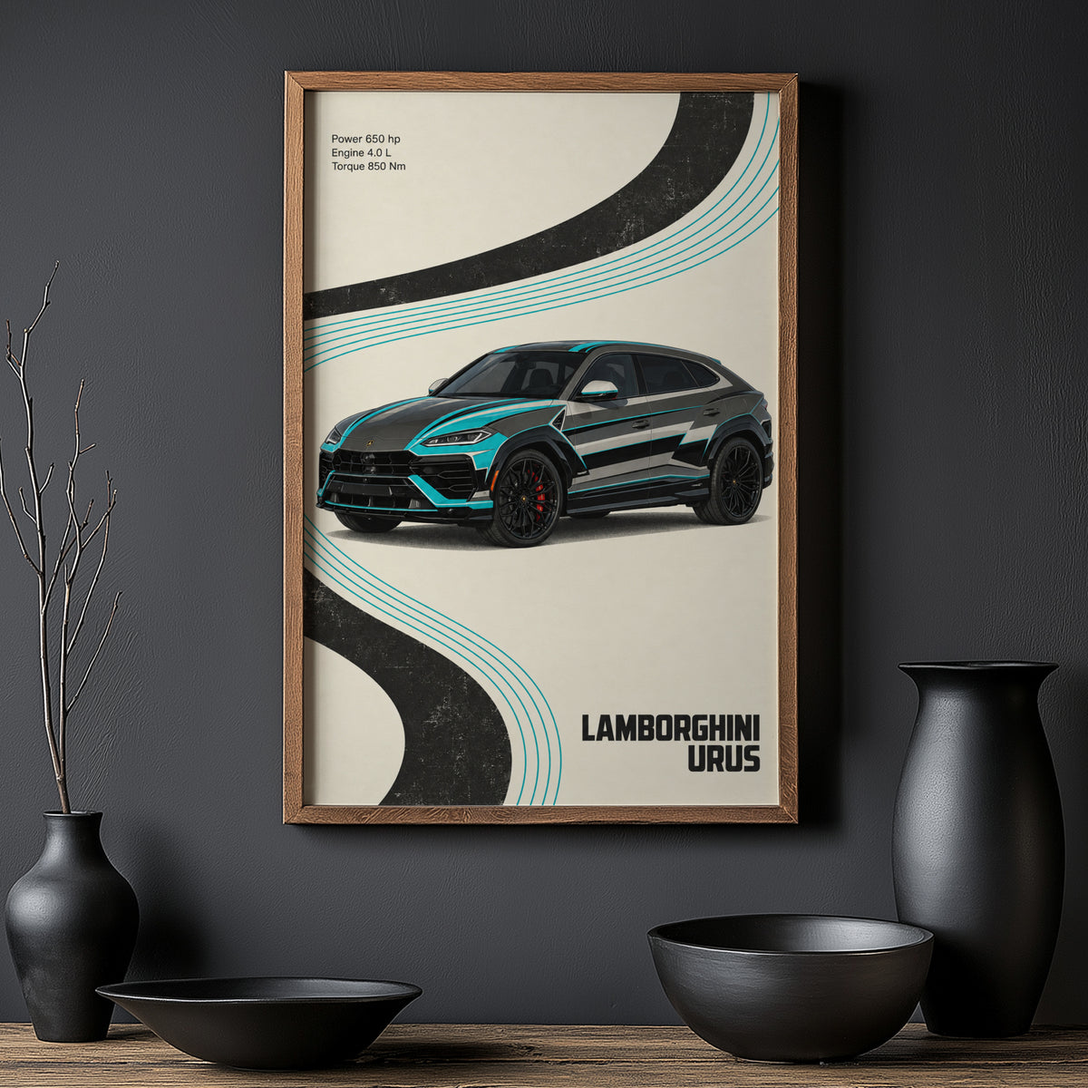 Vintage Lamborghini Urus Print, Car Wall Art