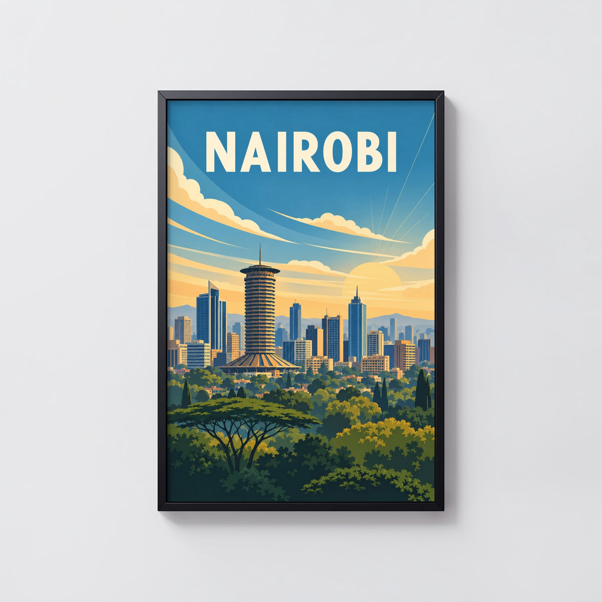 Vintage Nairobi Kenya Poster, Africa Wall Art, City Print