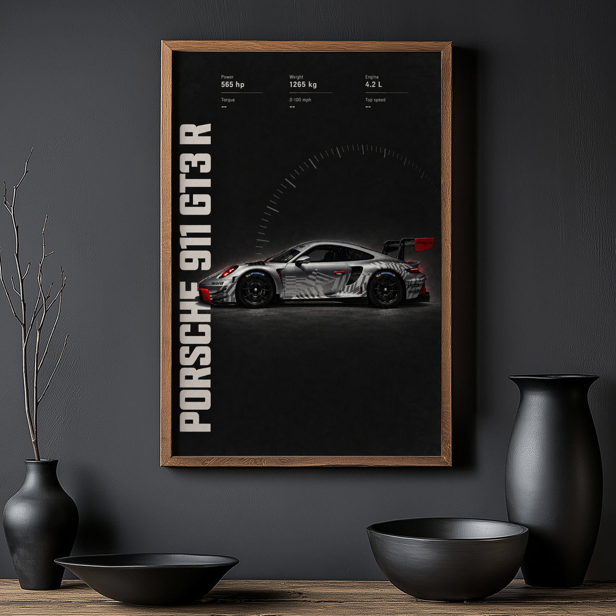 Vintage Porsche 911 GT3 R Racing Car Print