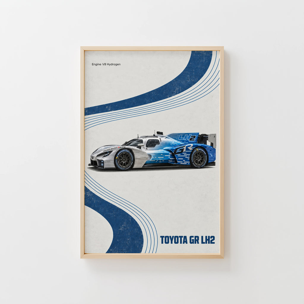 Vintage Toyota GR LH2 Print, Hydrogen Race Car Art
