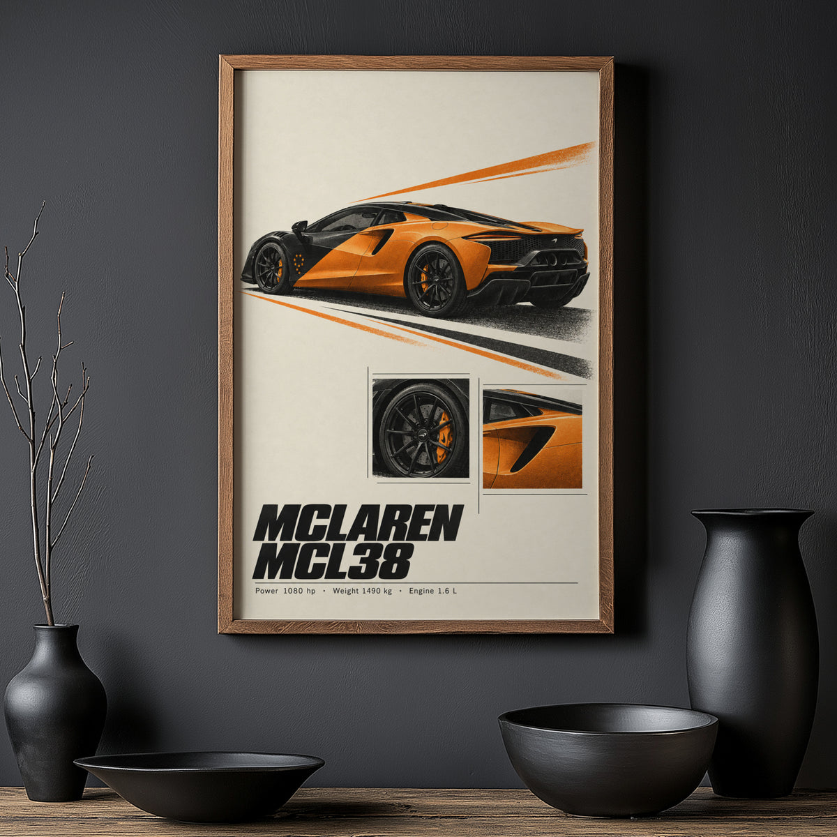 Vintage McLaren Car Print, Supercar Wall Art