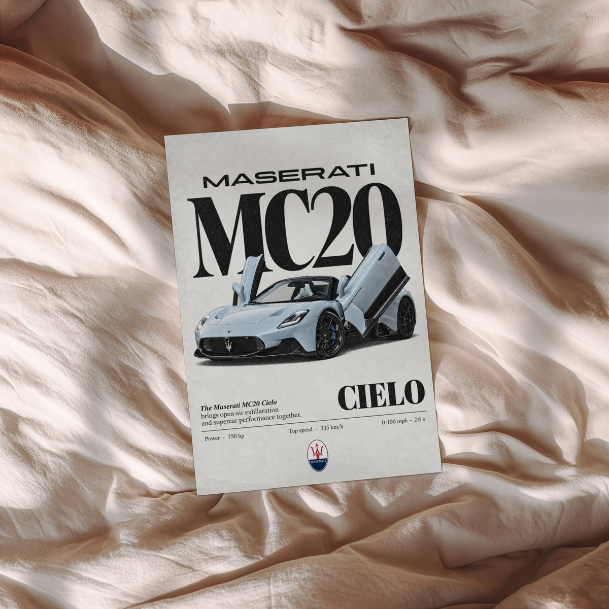 Vintage Maserati MC20 Cielo Print, Supercar Art