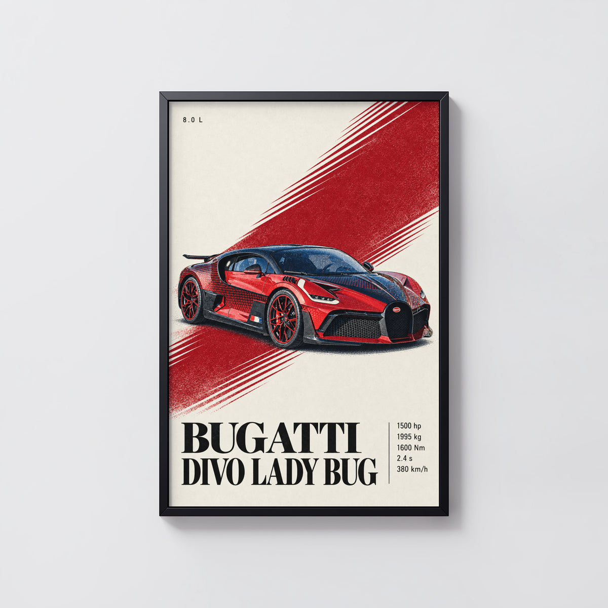 Vintage Bugatti Divo Print, Supercar Wall Art