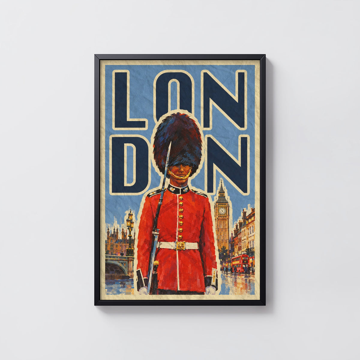 Vintage London Poster, Royal Guard Wall Art, Big Ben Print