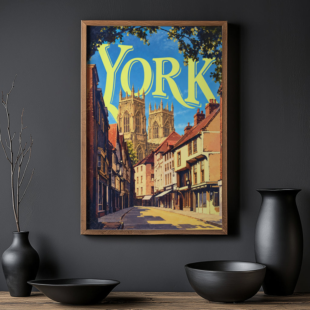 Vintage York Poster, York Minster Wall Art, England Print