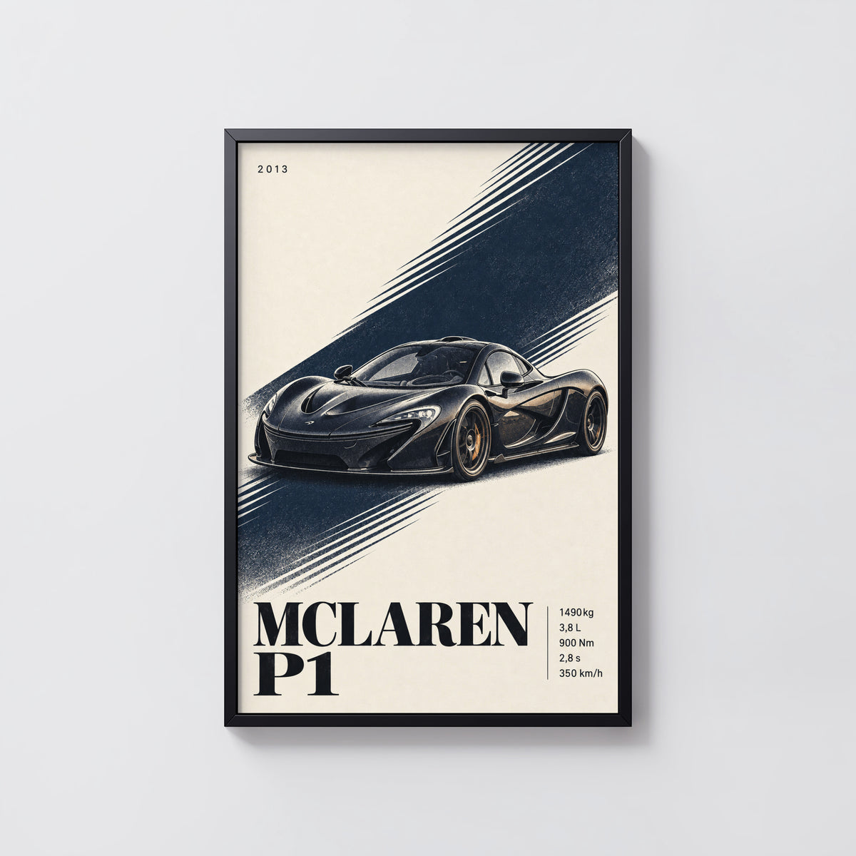 Vintage McLaren P1 Print, Supercar Wall Art