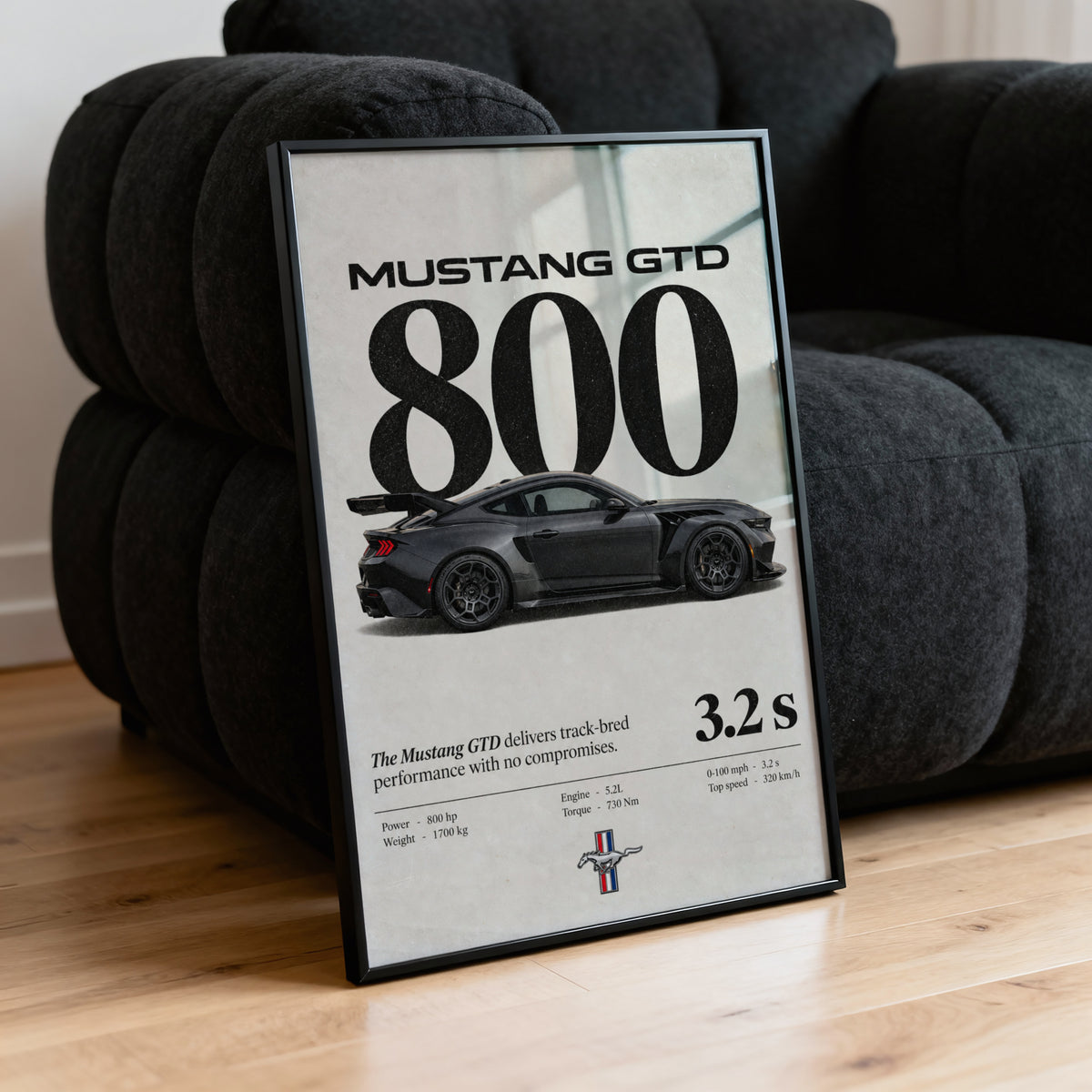 Vintage Mustang GTD Print, Car Wall Art