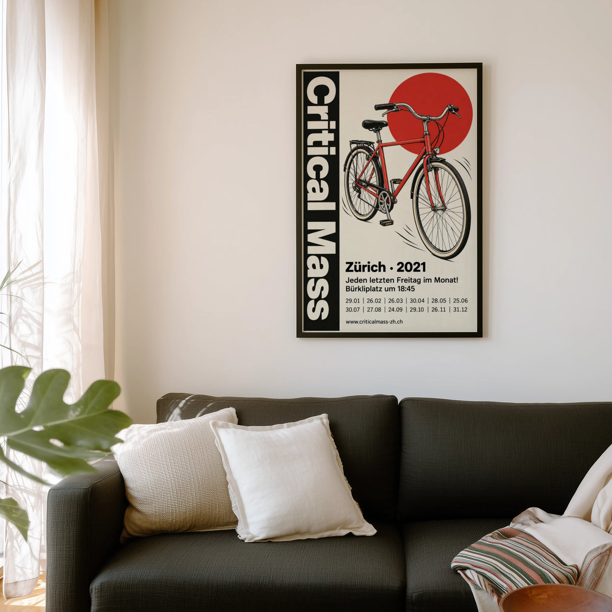 Vintage Cycling Poster, Bicycle Wall Art, Zurich Print