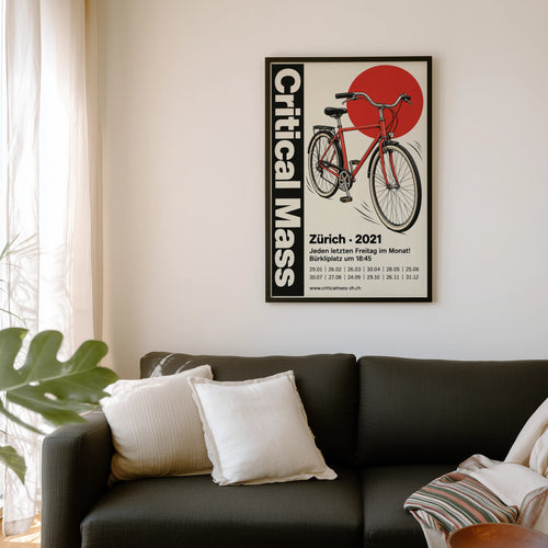 Vintage Cycling Poster, Bicycle Wall Art, Zurich Print