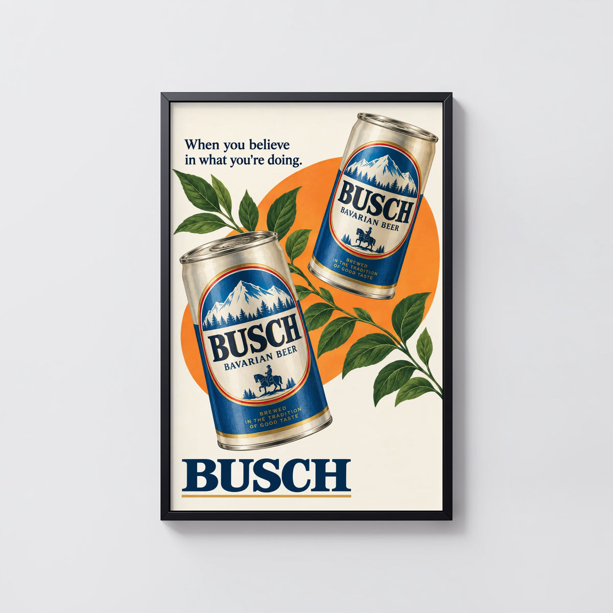 Vintage Busch Beer Print, Bar Poster, Retro Cans Decor