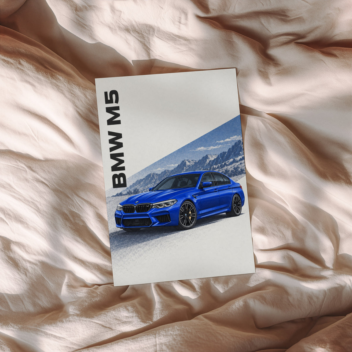 Vintage BMW M5 Print, Blue Car Wall Art