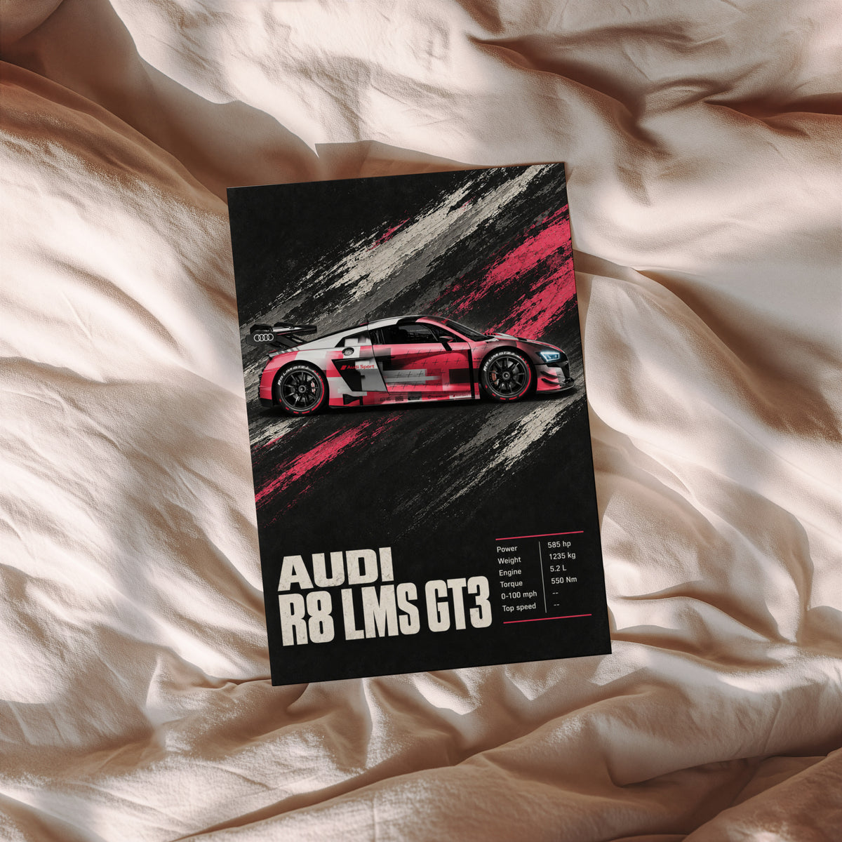 Vintage Audi R8 LMS GT3 Print, Race Car Poster