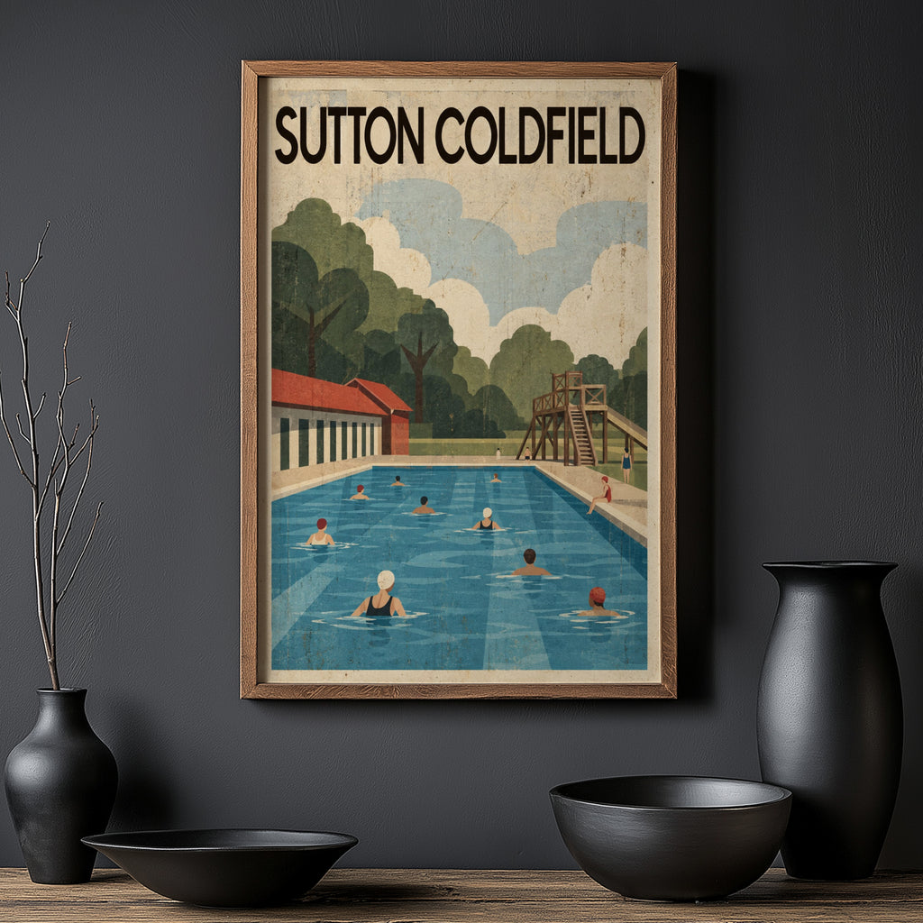 Vintage Sutton Coldfield Poster, Lido Wall Art, Print