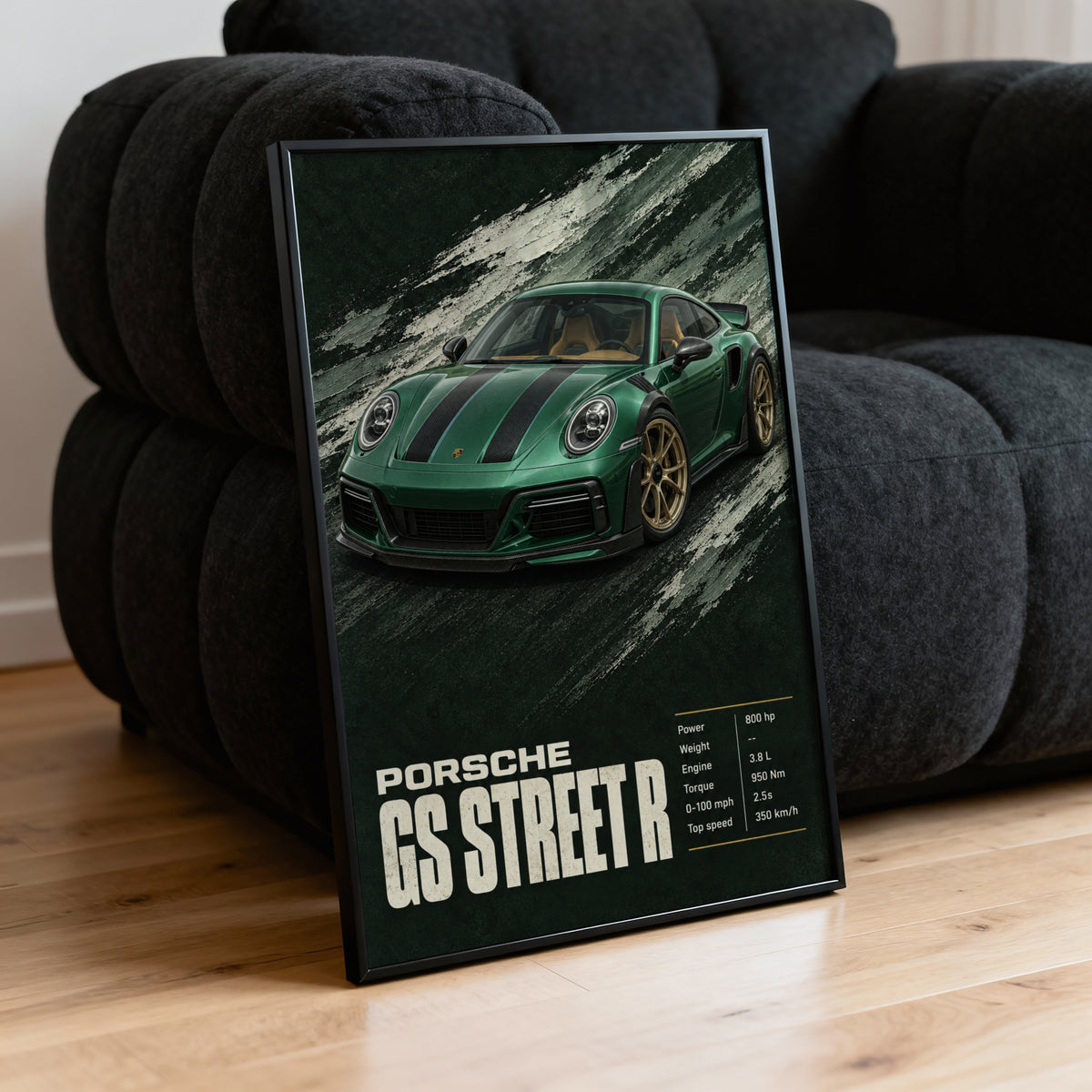 Vintage Porsche Print, Green Car Wall Art