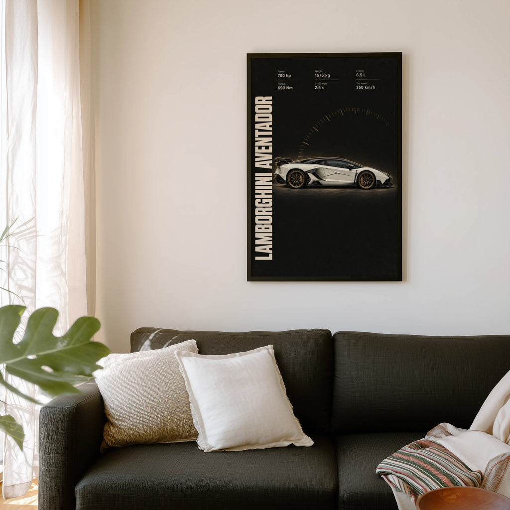 Vintage Lamborghini Aventador Print, Car Poster Wall Art