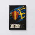 Vintage Koenigsegg Jesko Absolut Print, Swedish Flag