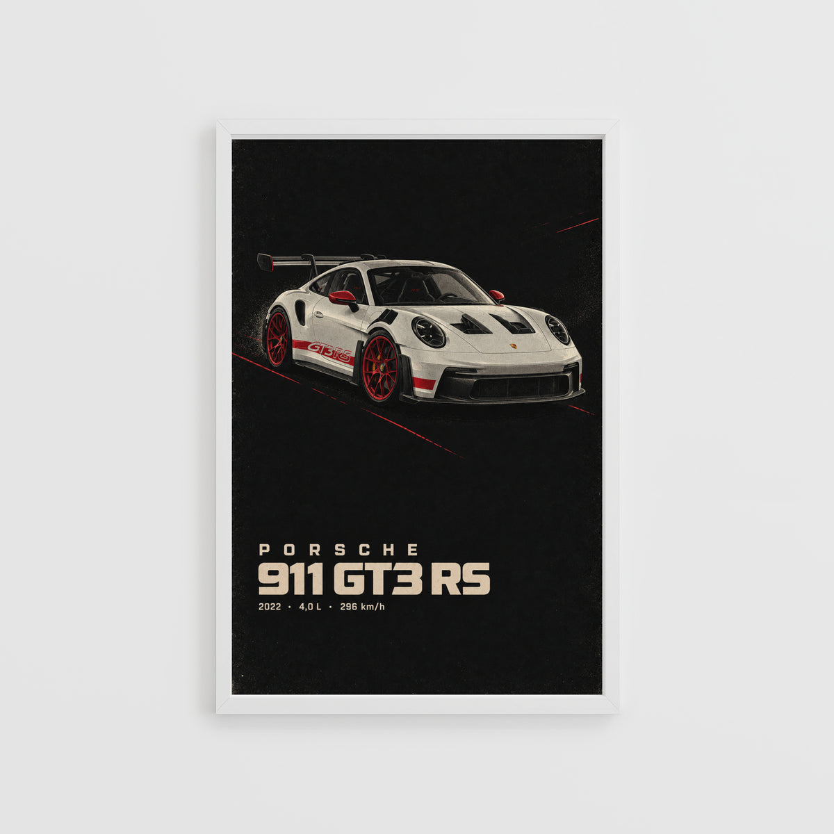 Vintage Porsche 911 GT3 RS Print, Car Poster, Wall Art
