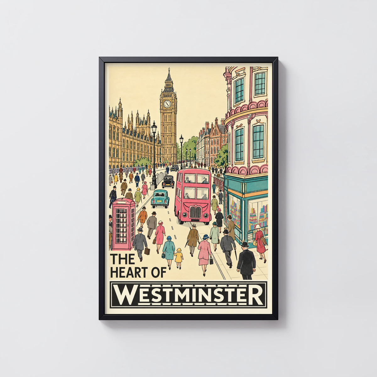 Vintage Westminster London Poster, Big Ben Wall Art, Print