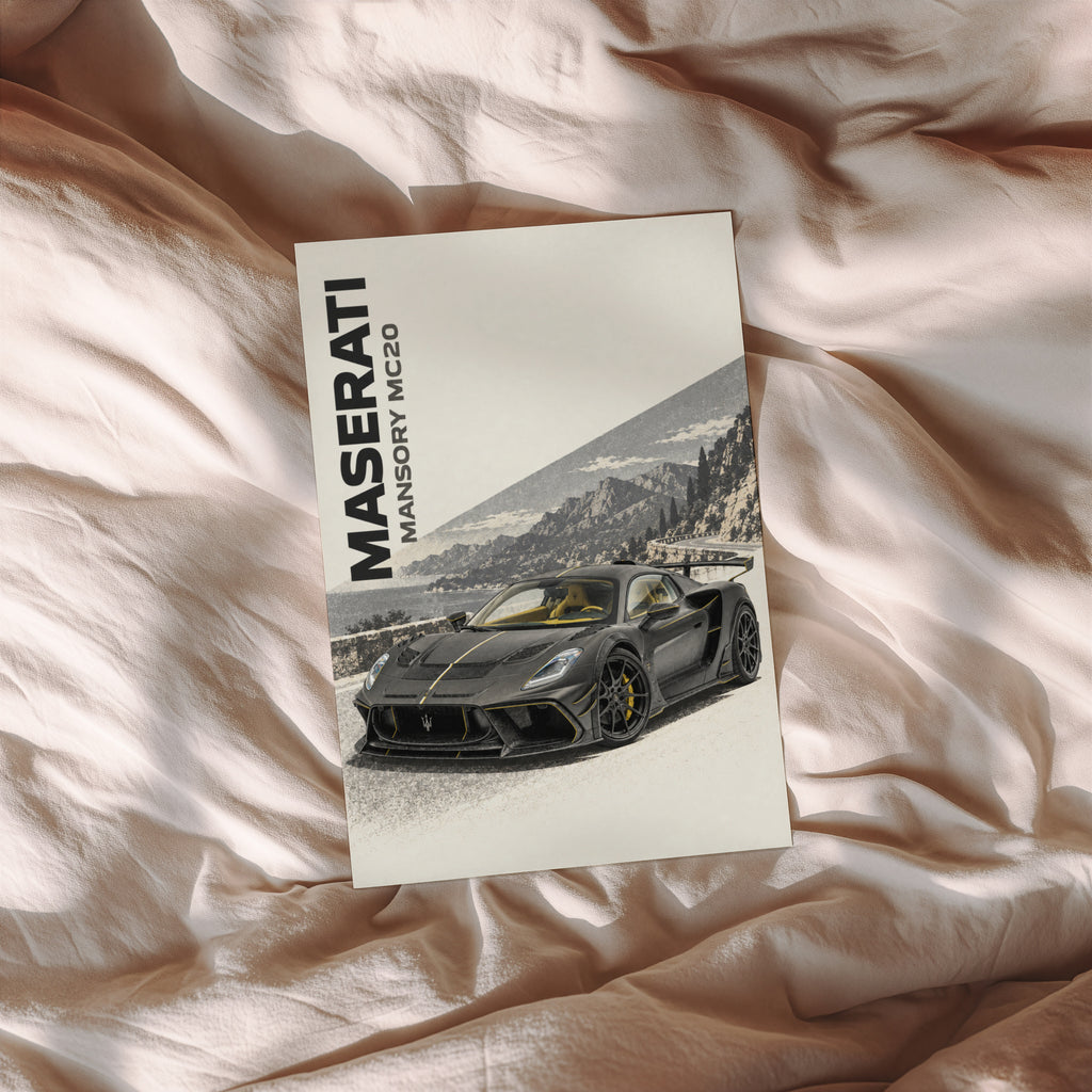 Vintage Maserati MC20 Print, Supercar Wall Art