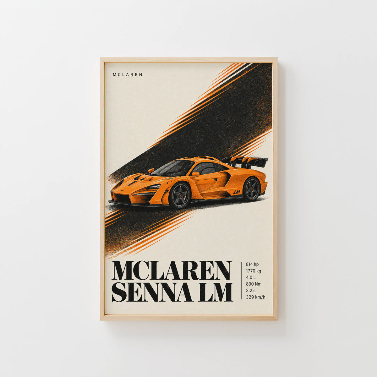 Vintage McLaren Senna LM Print, Supercar Wall Art