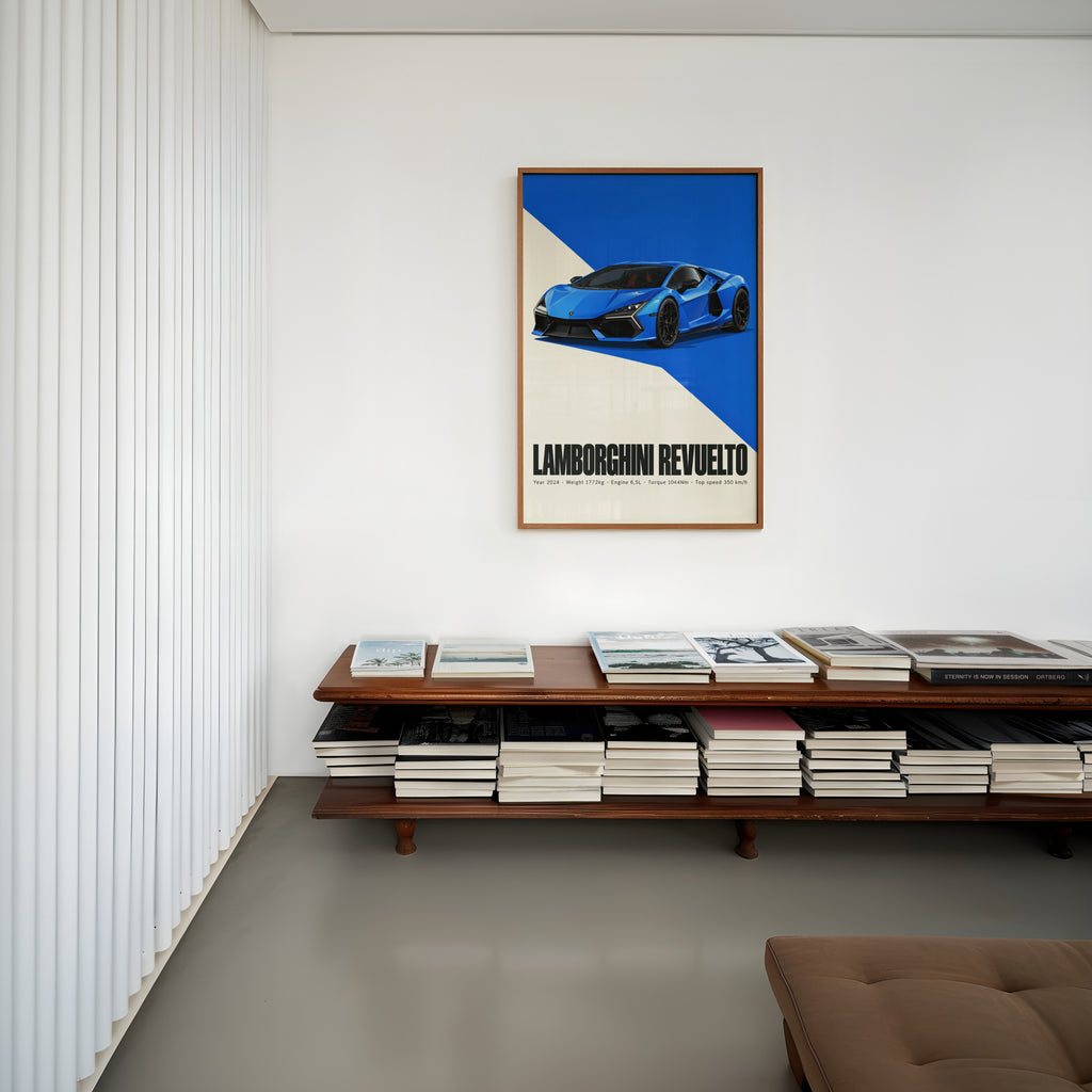 Vintage Lamborghini Revuelto Print, Supercar Art