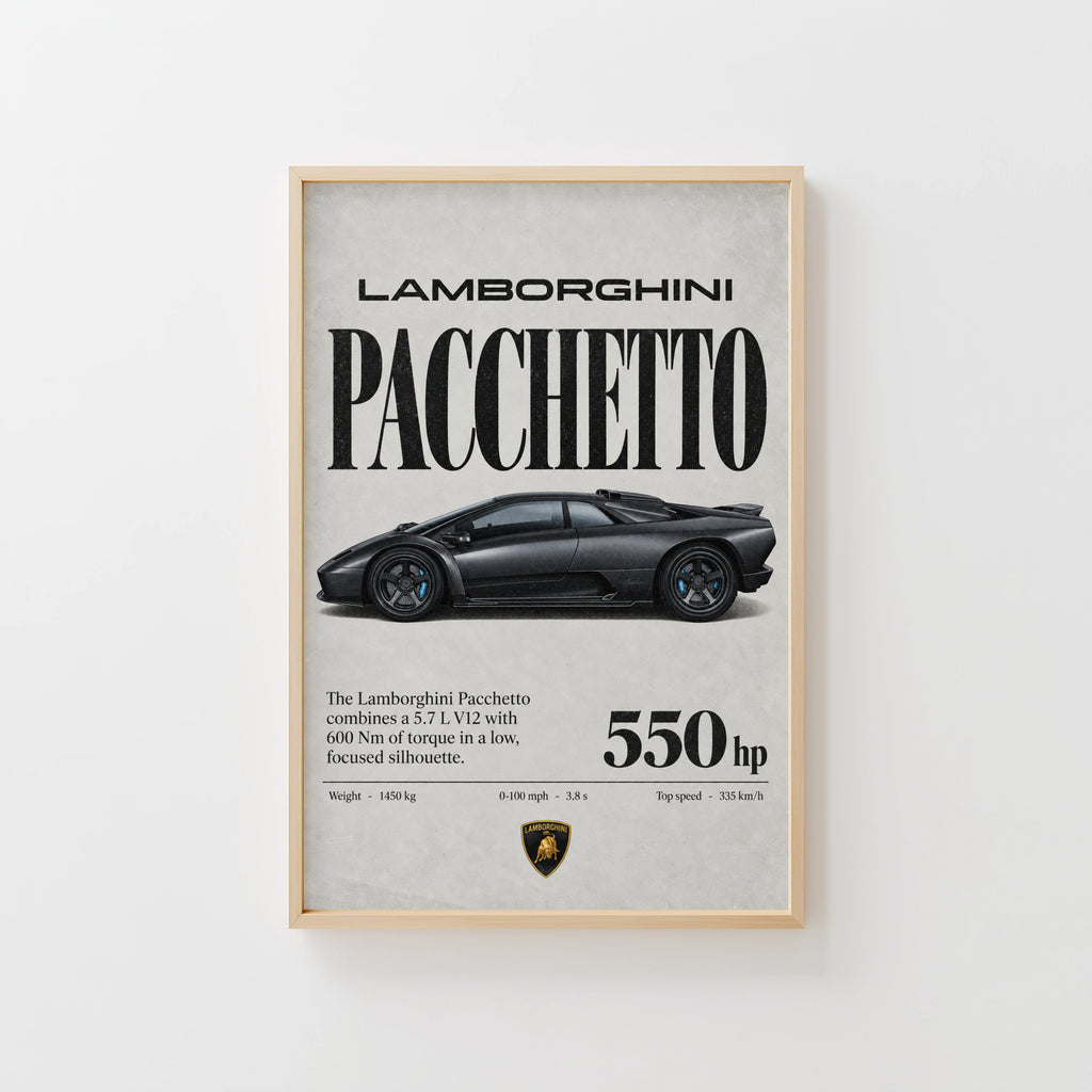Vintage Lamborghini Print, Supercar Wall Art