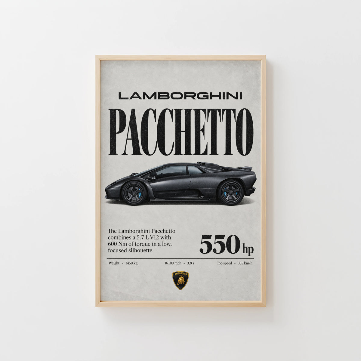 Vintage Lamborghini Print, Supercar Wall Art