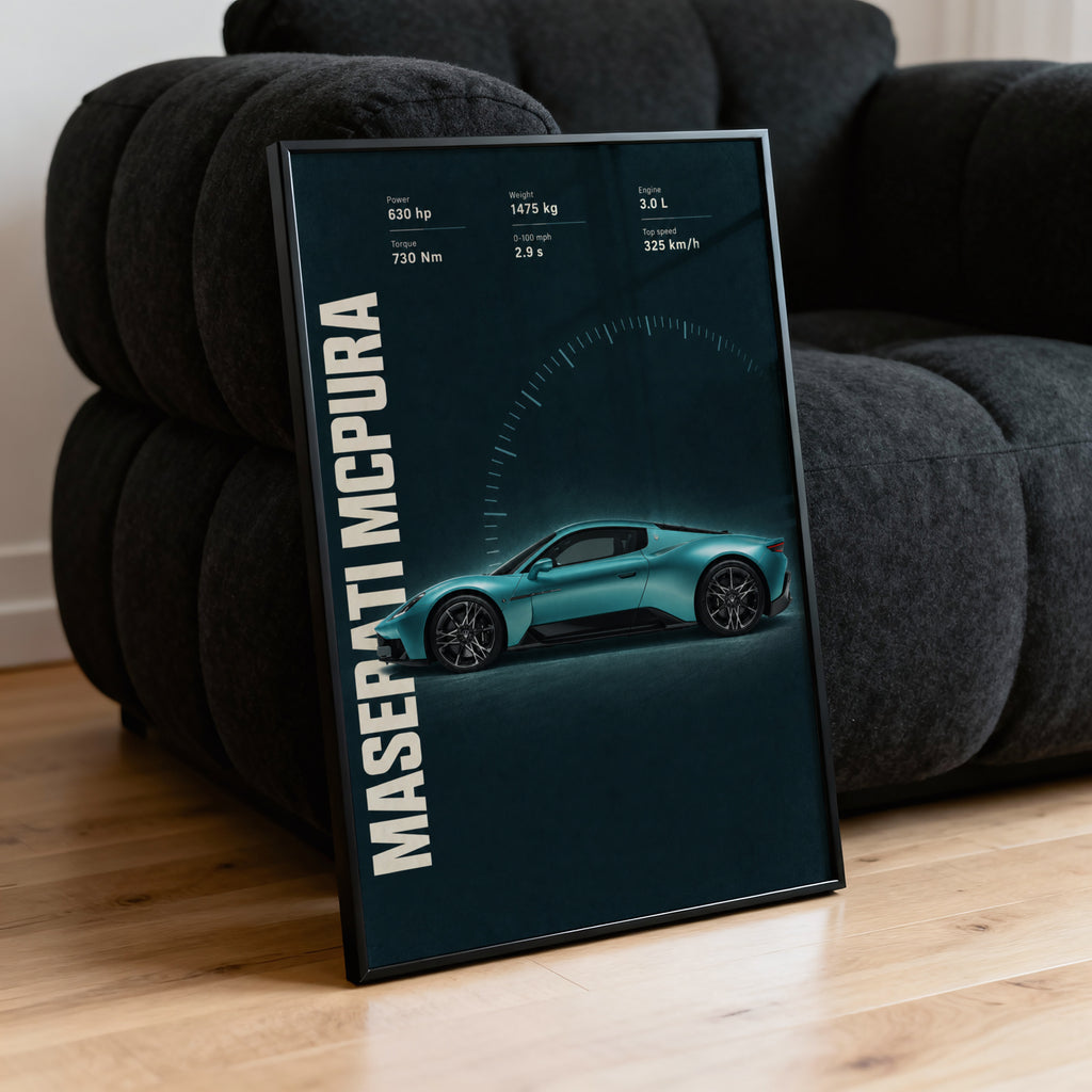 Vintage Maserati MCPura Print, Supercar Wall Art