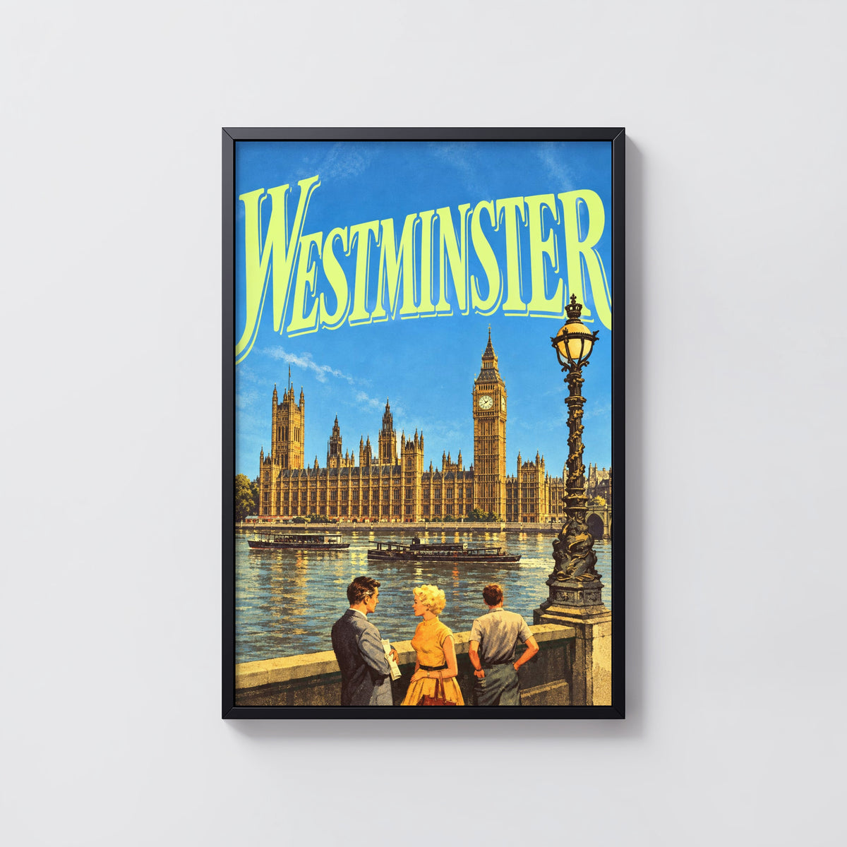 Vintage Westminster London Poster, Big Ben Wall Art Print