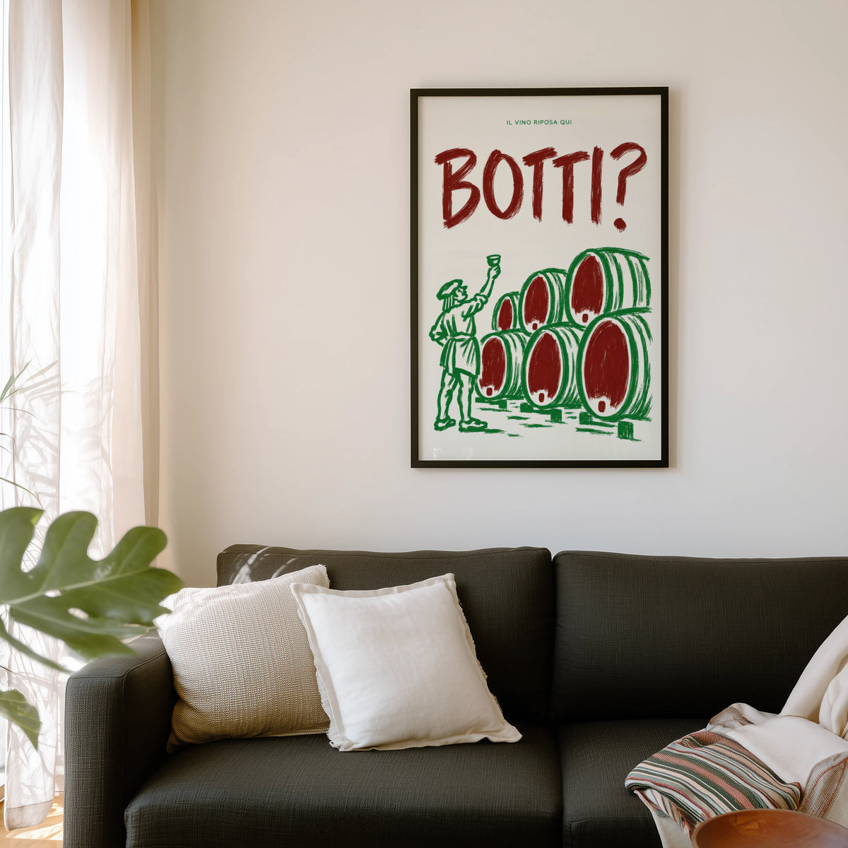 Vintage Botti Italian Wine Cellar Print Poster, Wine Barrels