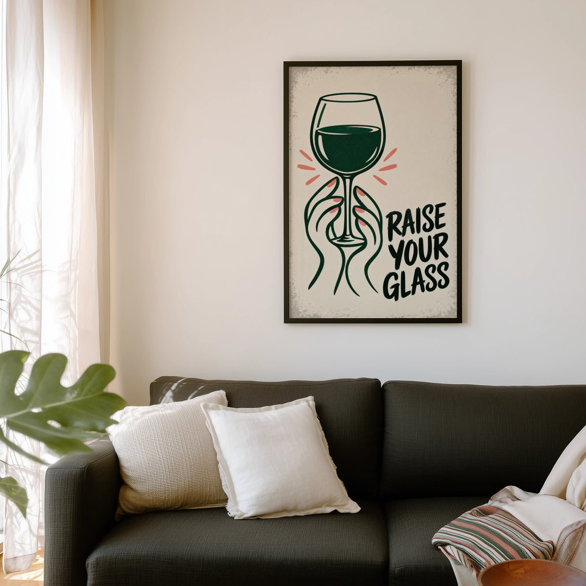 Vintage Wine Print Poster, Raise Your Glass Wall Art