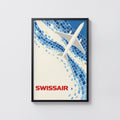 Vintage Swissair Poster, Blue Mosaic Wall Art