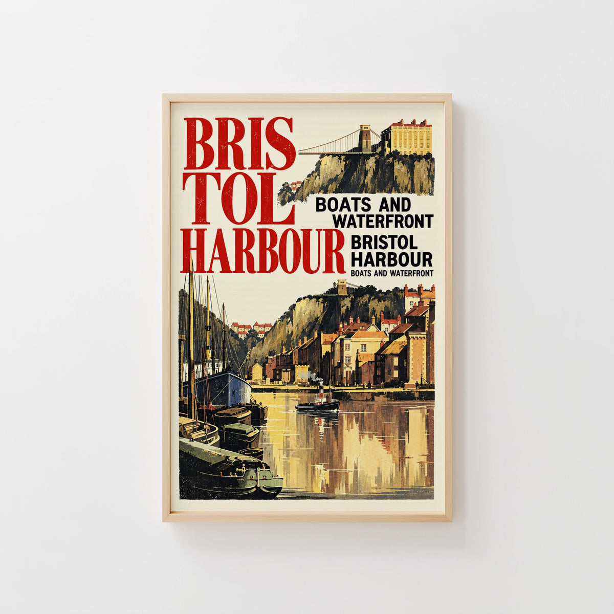 Vintage Bristol Harbour Poster, Waterfront Wall Art Print