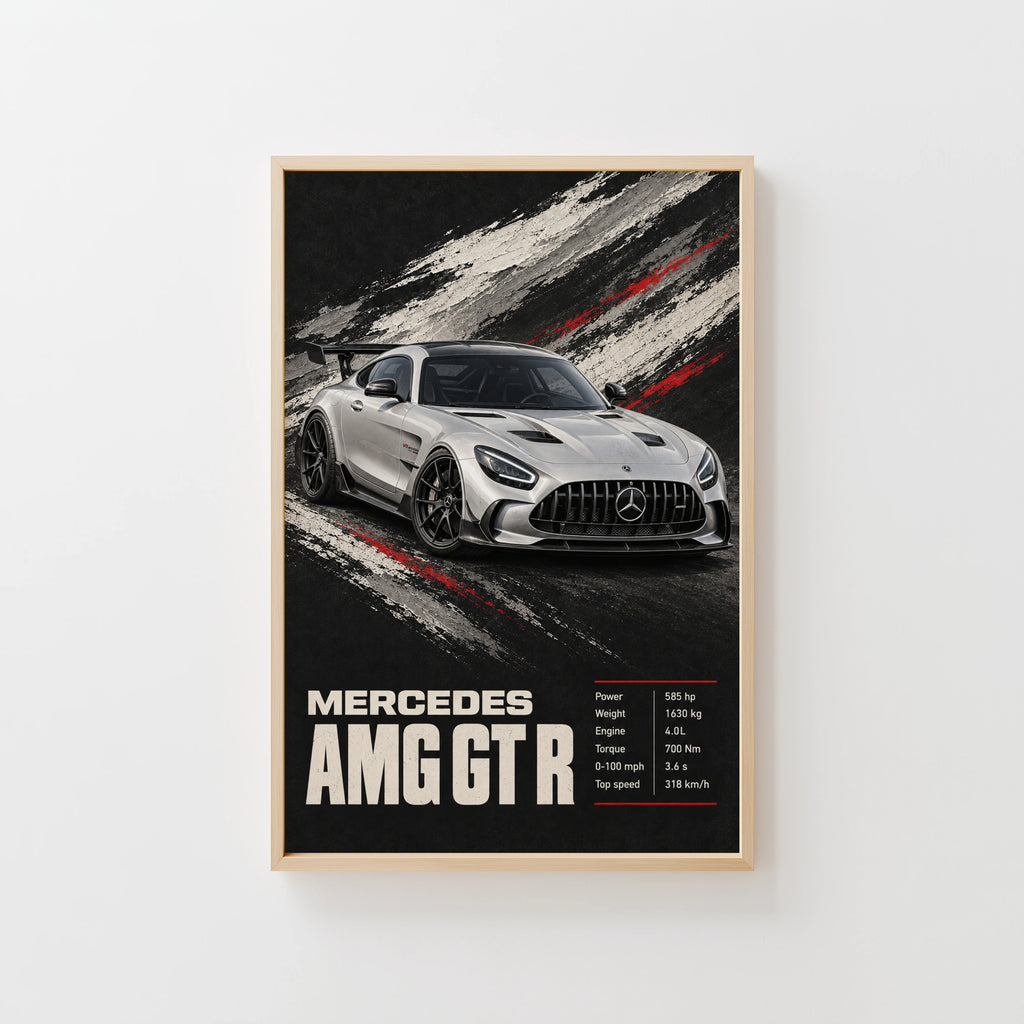 Vintage Mercedes AMG GT R Print, Car Wall Art