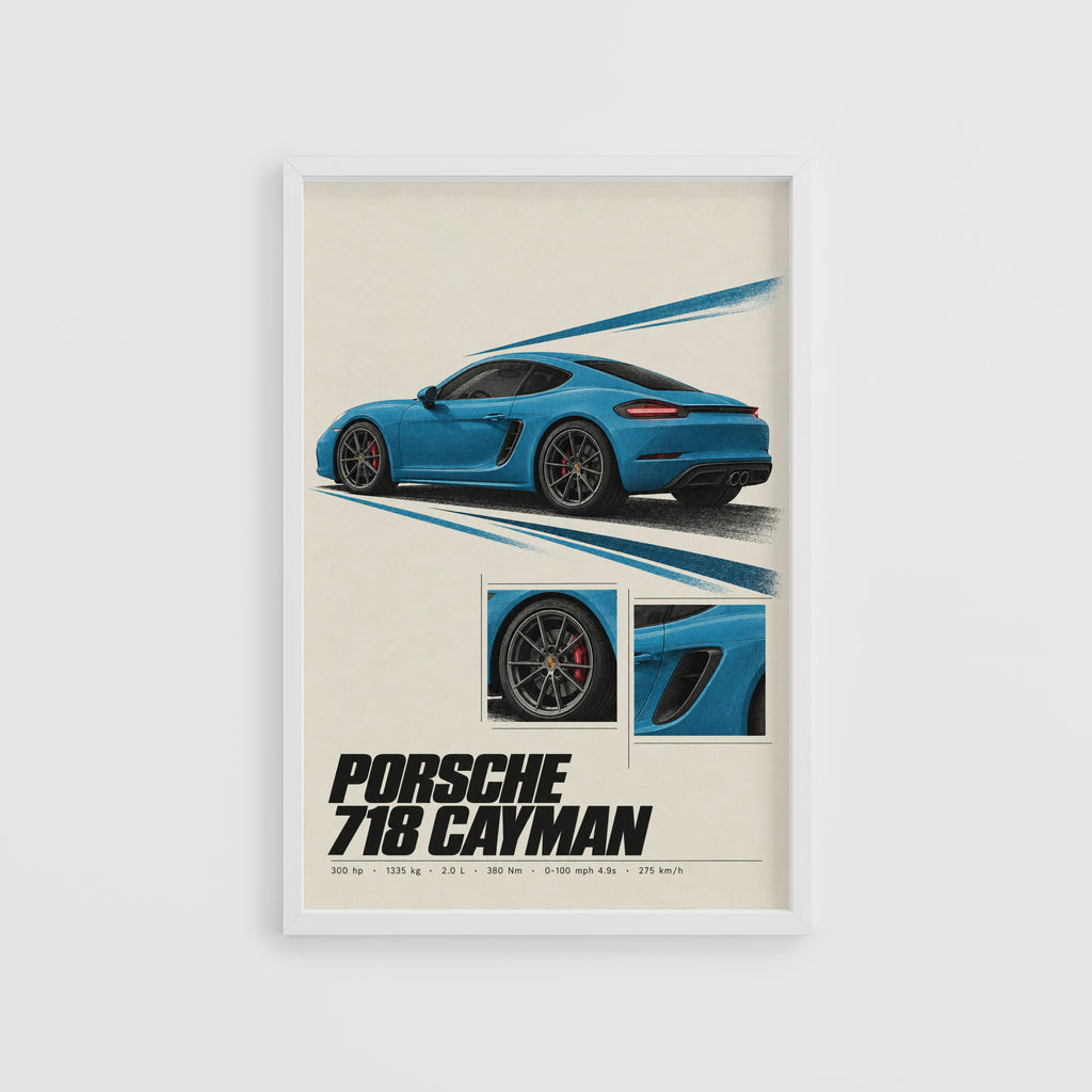 Vintage Porsche 718 Cayman Print, Car Wall Art