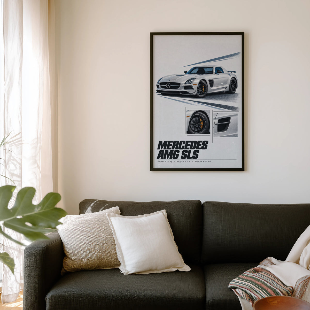 Vintage Mercedes AMG SLS Print, Supercar Wall Art
