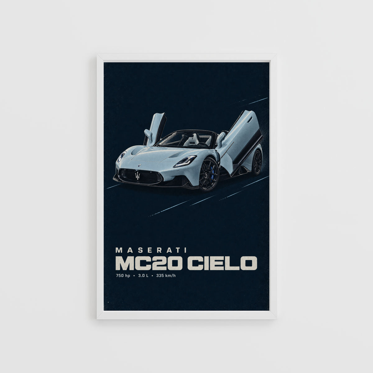 Vintage Maserati MC20 Cielo Print, Car Wall Art