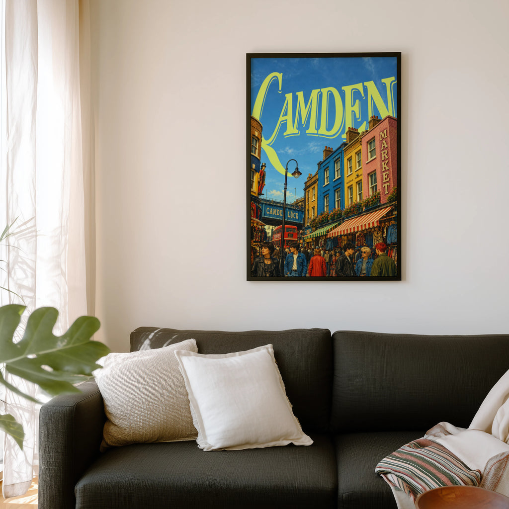 Vintage Camden Market Poster, London Wall Art, Print