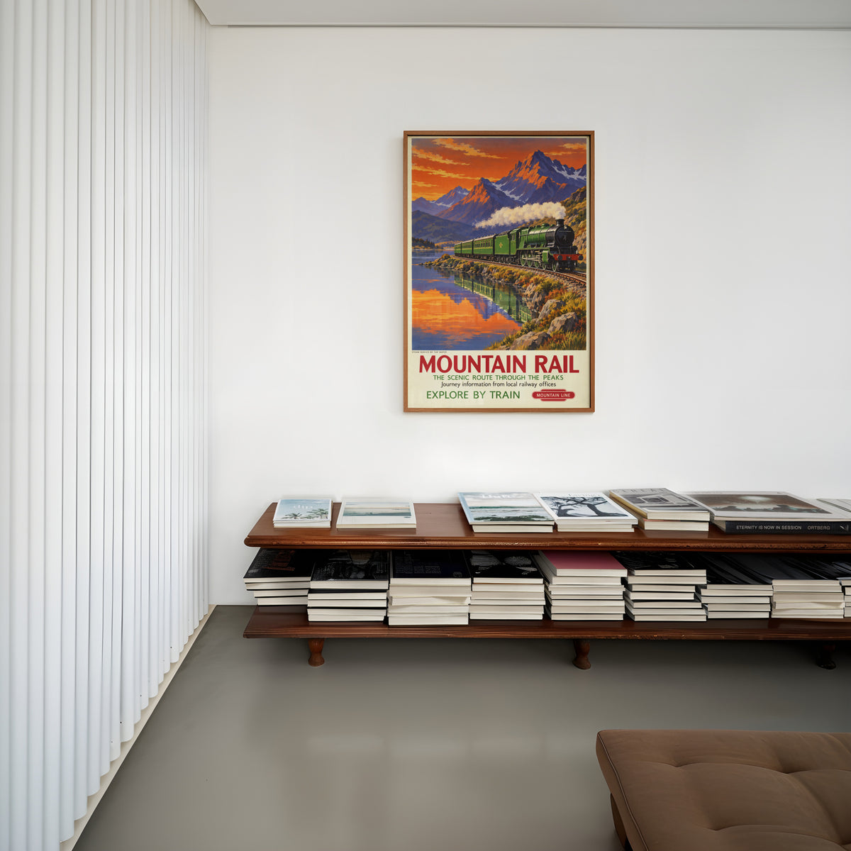 Vintage Mountain Rail Steam Train Print Poster