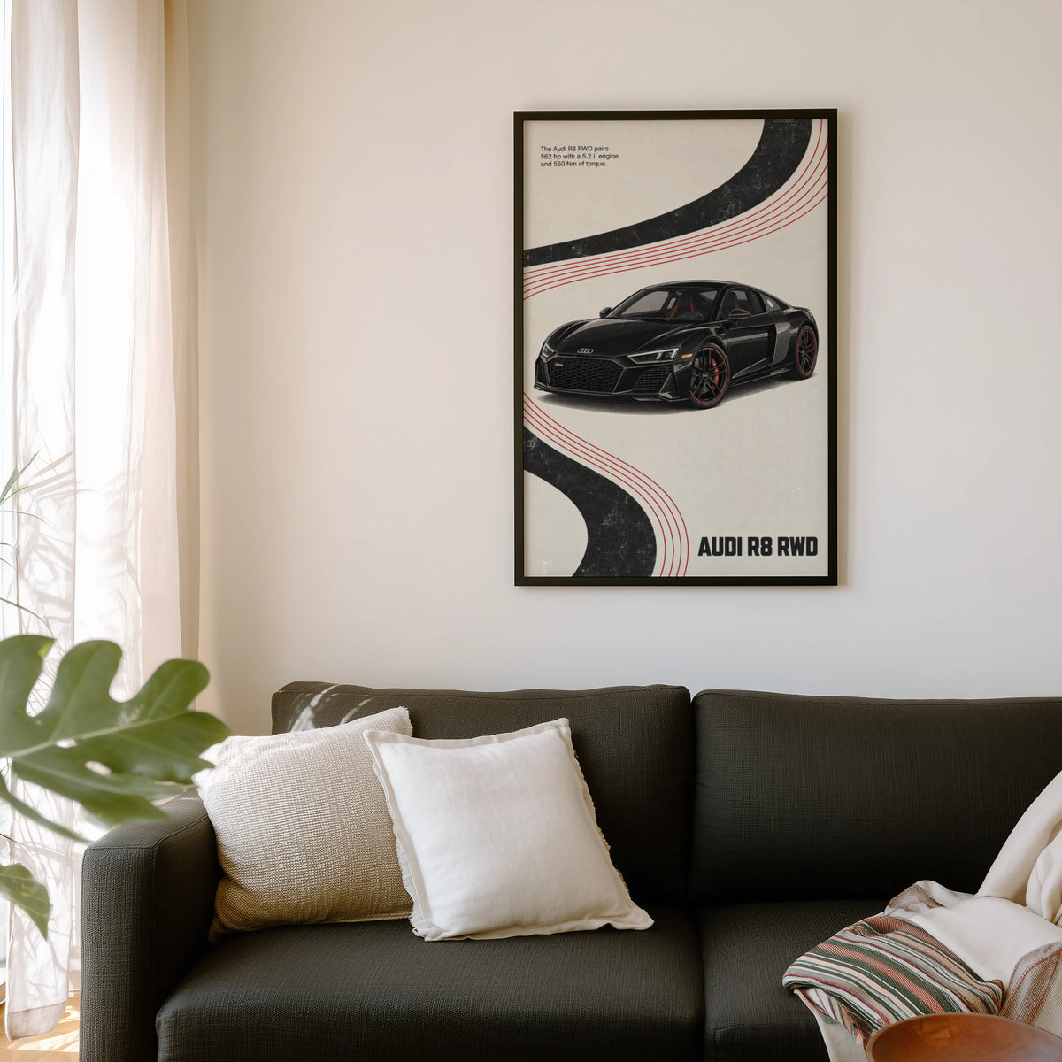 Vintage Audi R8 RWD Print, Car Poster, Supercar Wall Art