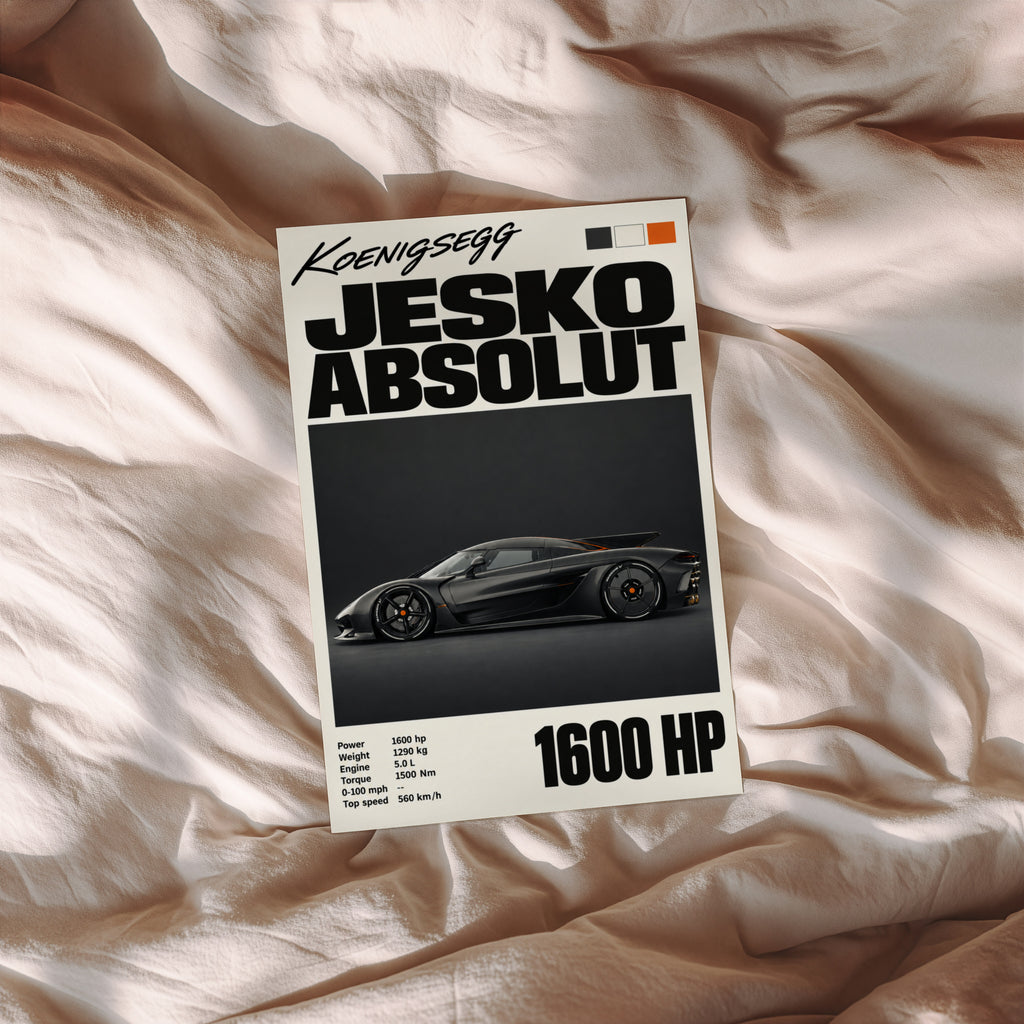 Vintage Koenigsegg Jesko Absolut Print, Car Wall Art
