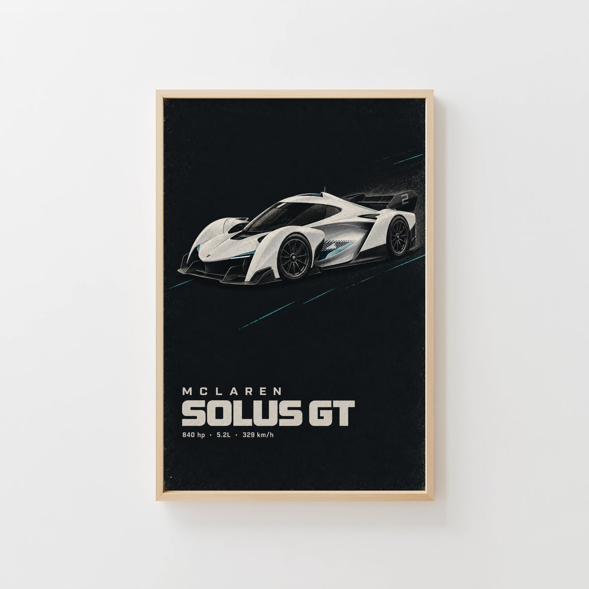 Vintage McLaren Solus GT Print, Supercar Wall Art
